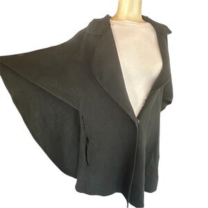 Boutique Black Avant Garde Draped Cape Jacket Minimalist Oversized OS Fit Most